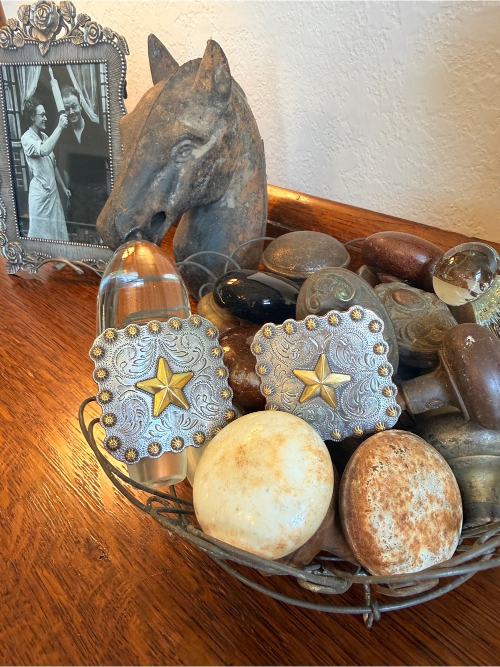 Western Engraved Star Berry Screw Back Conchos-Set of 2 - Picture 8 of 8